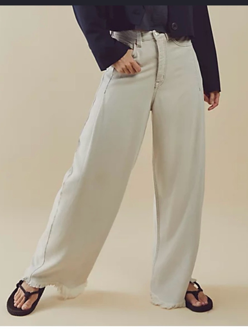 We The Free old west High Rise  Slouchy Jean’s Wide Leg Jeans in Light Cream
